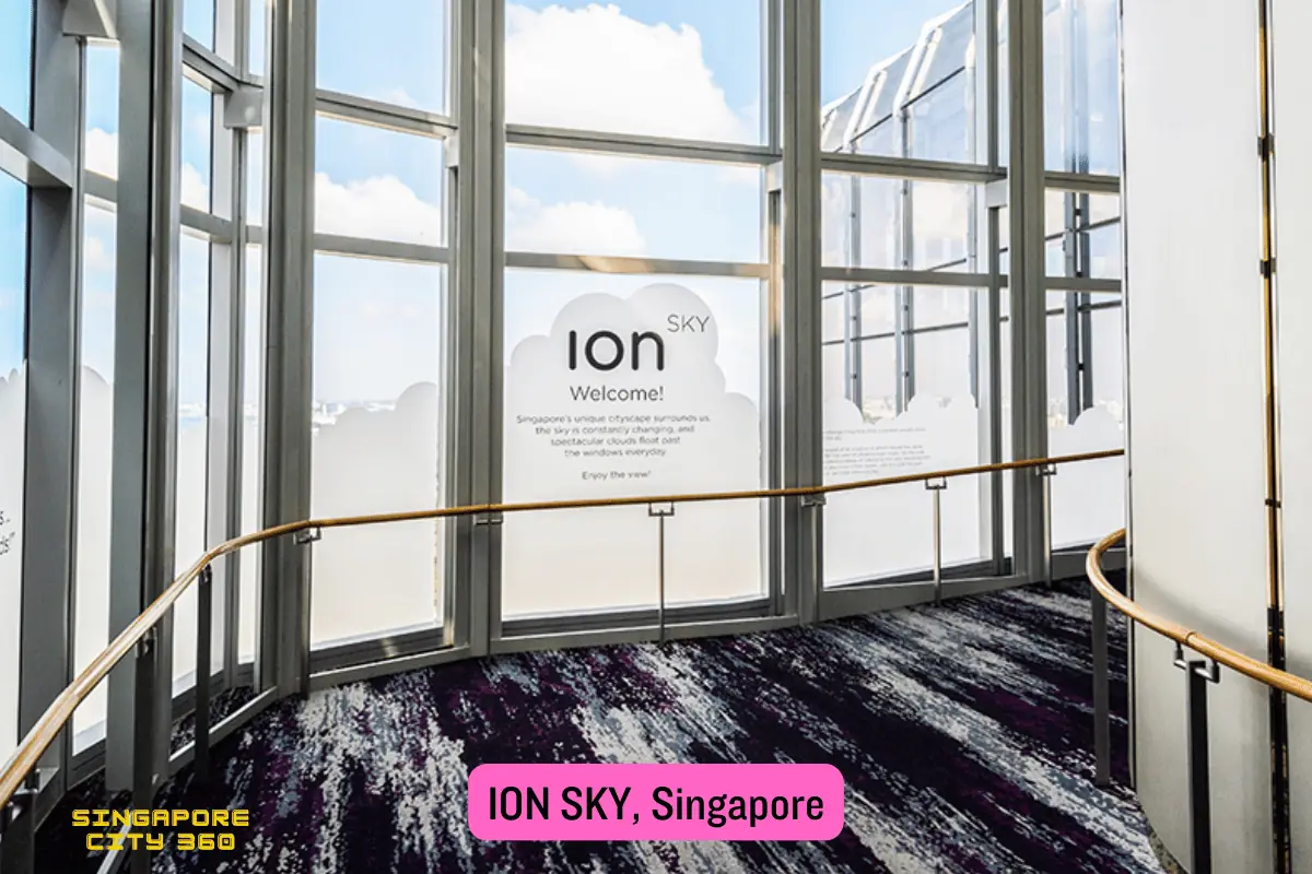 View over Orchard Road and the Singapore skyline from ION Sky on level 56 of ION Orchard
