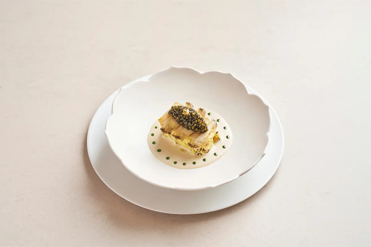 A plated abalone course at NAE:UM, Singapore